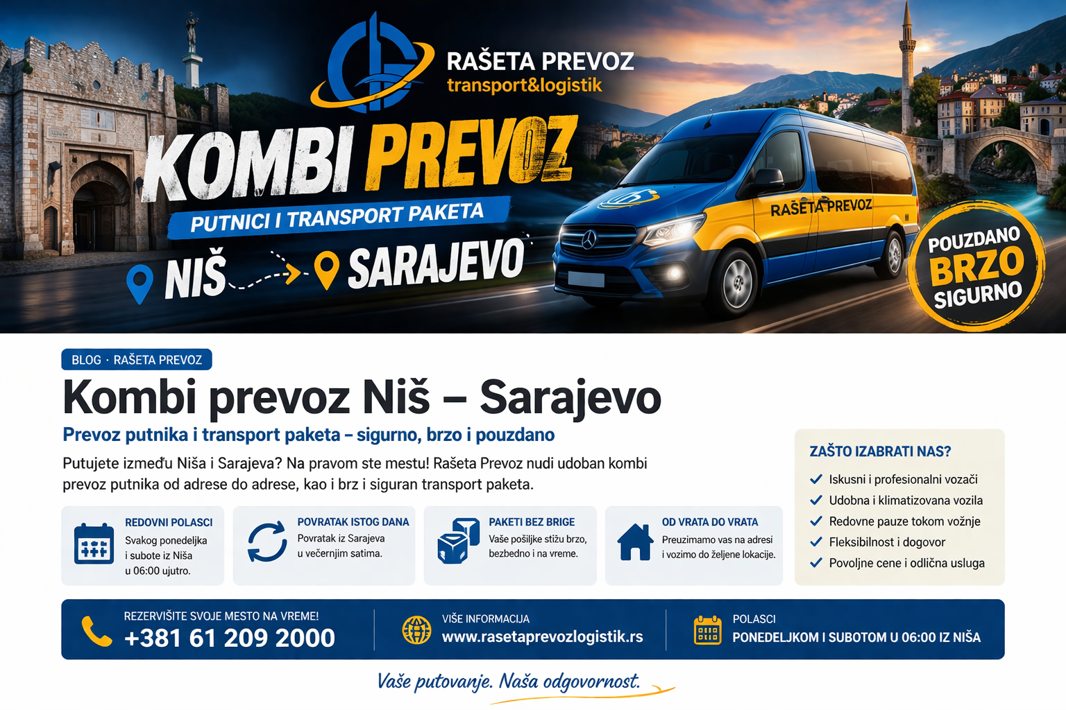 Kombi prevoz Niš – Sarajevo